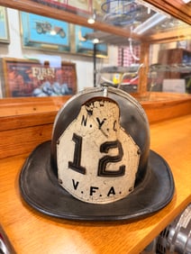 Vintage Cairns Leather Firefighter's Helmet, FDNY 12 V.F.A.
