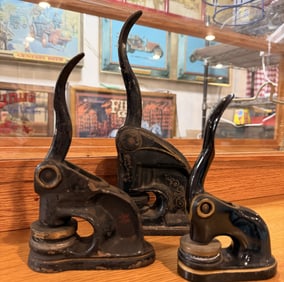 Three Fire Antique Cast Iron Notary Seal Stamp Embossers