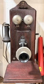 Antique Utica Fire Alarm Telephone Company Wall Mounted Hand Crank Telephone