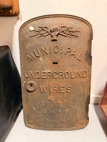 Utica Cast Iron Municipal Underground Wires Access Panel, Utica F. & A. Tel. Co.