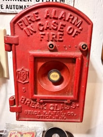 Vintage Utica Fire Alarm Telegraph Company Cast Metal Fire Alarm Box