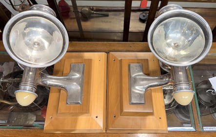 A Pair of Vintage Unusual Fire Truck Lamps 12 Volt