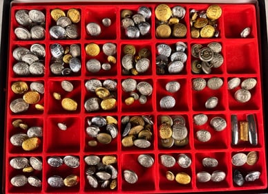 Large Vintage lot of US Fire Department and Municipal Uniform Buttons and Accoutrements