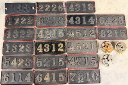 Gamewell-Style Municipal Fire Alarm Call Box Number Plates and Components