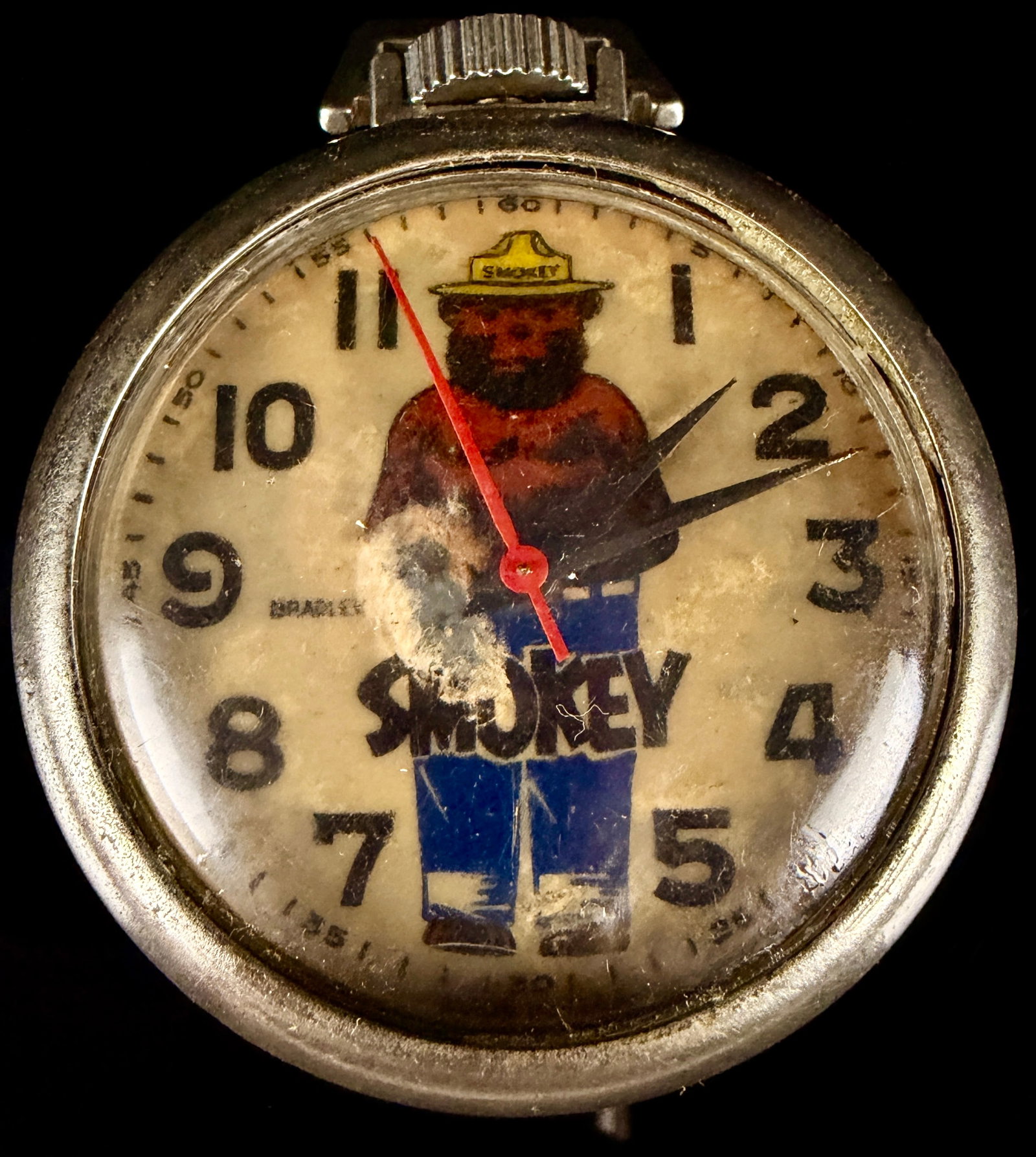 Bradley Smokey The Bear Vintage Mechanical Pocket Watch (1 of 7)