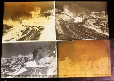 Early 20th Century Large Format Glass Plate Negatives of Railroad and Landscape Scenes