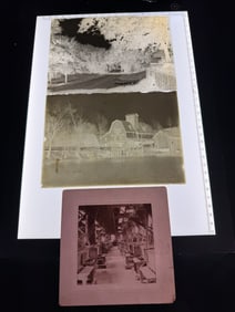 A Trio of Vintage Photographic Negatives and Mounted Print, Dresden N.Y. Interest