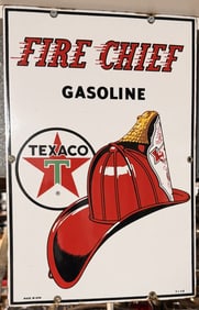 A Texaco Fire Chief Gasoline Porcelain Enamel Sign, Dated 1963
