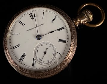 Antique Hampden Watch Co. Gold-Filled Hornell NY Pocket Watch, Circa 1879 Patent Category: Watches