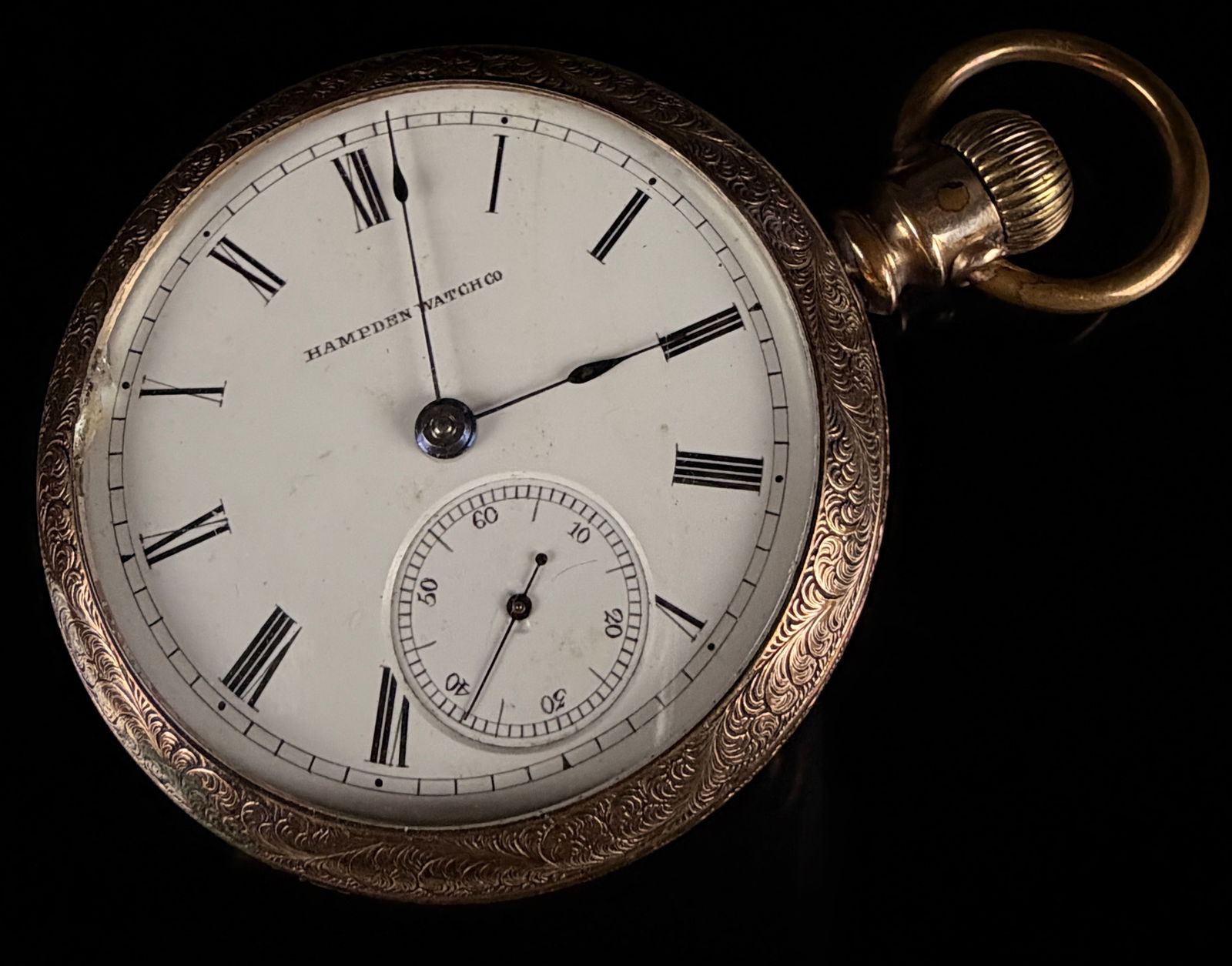 Antique Hampden Watch Co. Gold-Filled Hornell NY Pocket Watch, Circa 1879 Patent Category: Watches