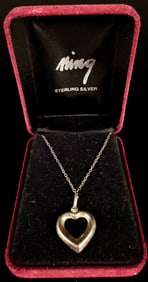 Sterling Silver Three-Dimensional Open Heart Pendant Necklace by Ming Category: Necklaces & Pendants