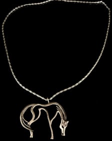 Sterling Silver Abstract Openwork Grazing Horse Pendant Necklace Category: Necklaces & Pendants