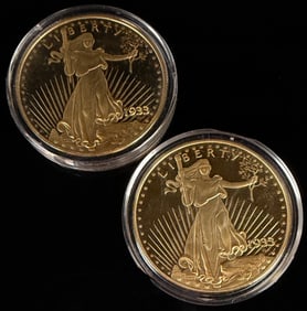 National Collector?s Mint 1933 Double Eagle Replica Proof Set 24K Gold Layered over .999 Silver