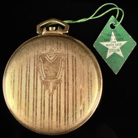10K Rolled Gold Plate STELLAR Pocket Watch Case Back with Original Tag Category: Watches
