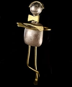 Mexican Sterling Silver and Brass Modernist Figural Brooch Pin Category: Brooches & Pins