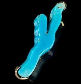 Unmarked Silver Keuka Lake Turquoise Pendant