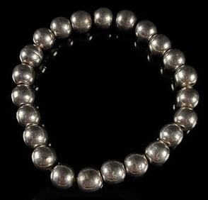 Sterling Silver Style Large Bead Stretch Bracelet Attributed to Tiffany & Co. Category: Bracelets