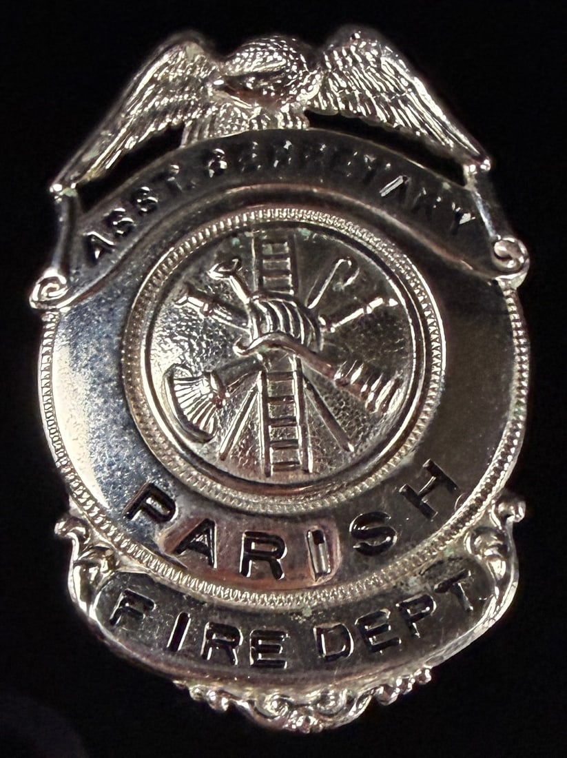 Silvery-Toned Base Metal Assistant Secretary Parish Fire Department Insignia Pin (1 of 6)