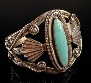 Sterling Silver Turquoise Cuff Bracelet, Bell Trading Post