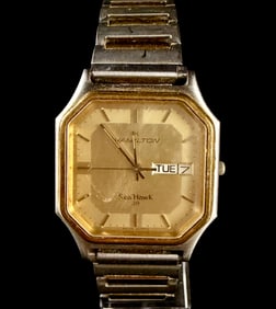 Hamilton Sea Hawk 30 Two-Tone Quartz Day/Date Wristwatch Reference 8042 Category: Watches