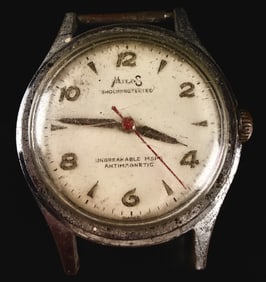 Military Style Stainless Steel Milos Vintage Swiss Wristwatch Head, Antimagnetic