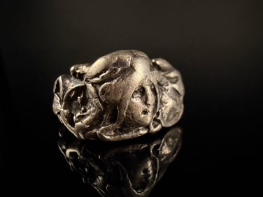 Sterling Silver Brutalist Abstract Sculptural Ring, Partial Maker's Mark GRE Category: Rings