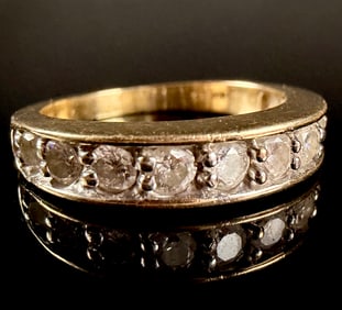 14K Yellow Gold Half-Eternity Band Ring with DIamonds