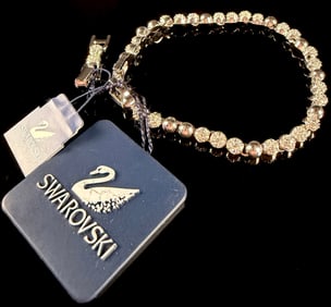 Swarovski Silver-Toned Linked Bracelet with Pav? Crystal Spheres