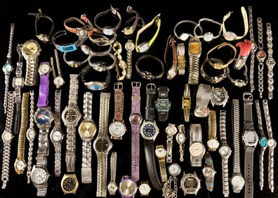 Large Collection of Approximately Mixed Metal Quartz Wristwatches and Watch Components
