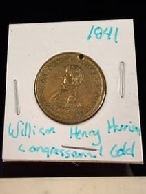 Base Metal William Henry Harrison 1841 Political Campaign Token Pendant Category: Necklaces &