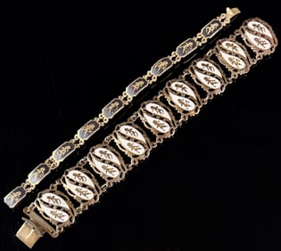 Siam Sterling Silver Enamel and Niello Panel Link Bracelet Collection