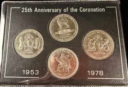 Lot of Eight 1978 Queen Elizabeth II 25th Anniversary Coronation Commemorative Proof Coins