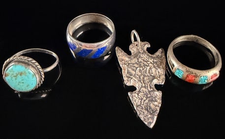 Sterling Silver Navajo Style Jewelry Collection with Turquoise Lapis and Coral
