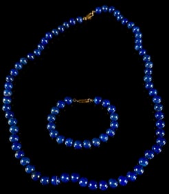 14K Gold-Filled and Lapis Lazuli Matched Necklace and Bracelet Bead Set