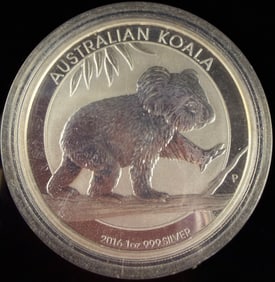 2016 Australian Koala 1 Ounce 999 Silver Dollar Coin in Capsule