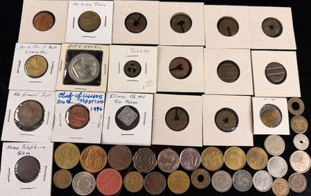 Mixed Metal Collection of American Transit and Commemorative Tokens