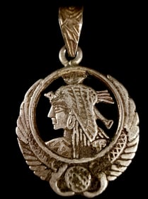 Sterling Silver Egyptian Revival Profile Open-Work Pendant