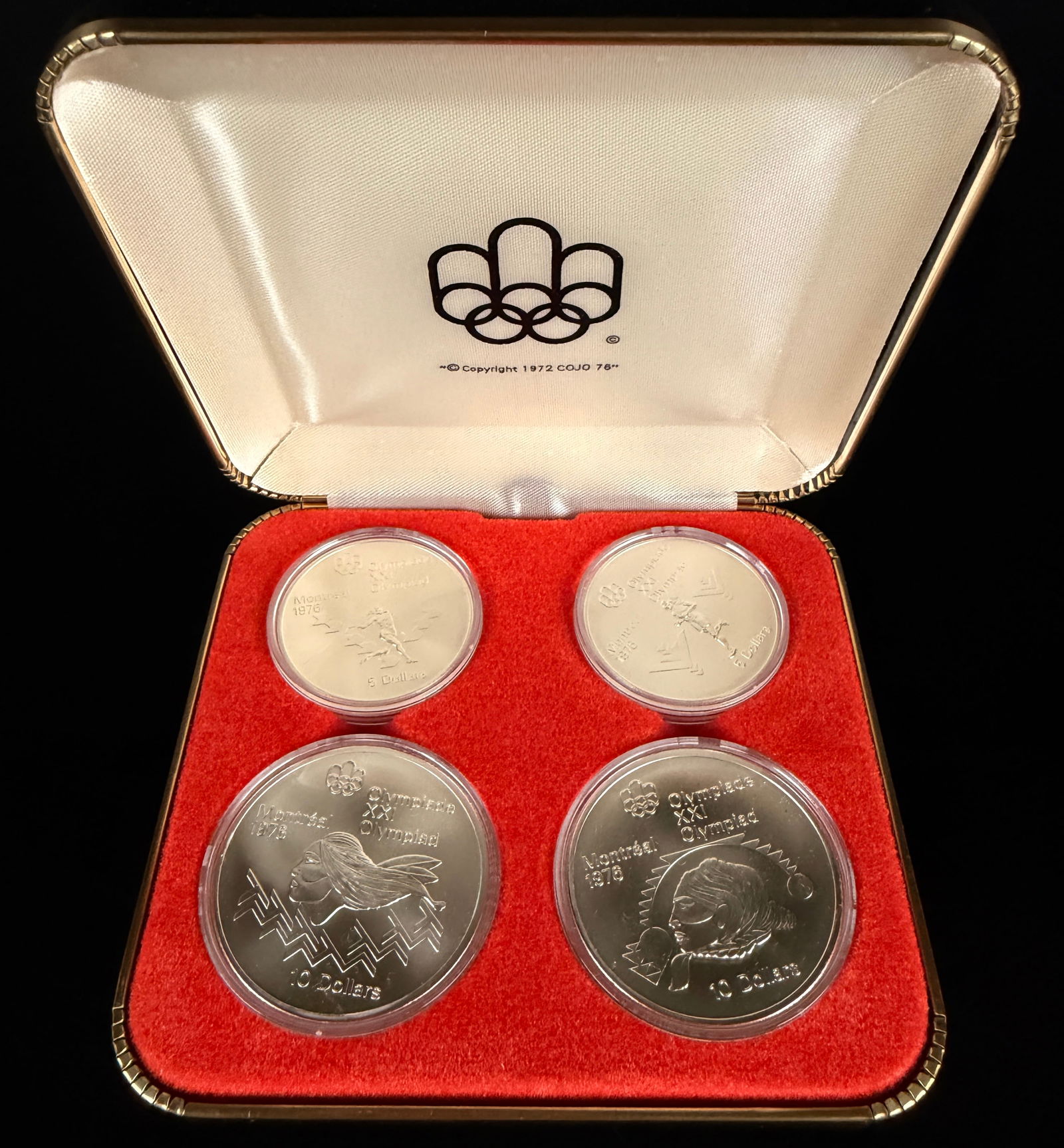 1976 Montreal Olympics Canadian Sterling Silver Four Coin Proof Set 4 ozt (1 of 9)