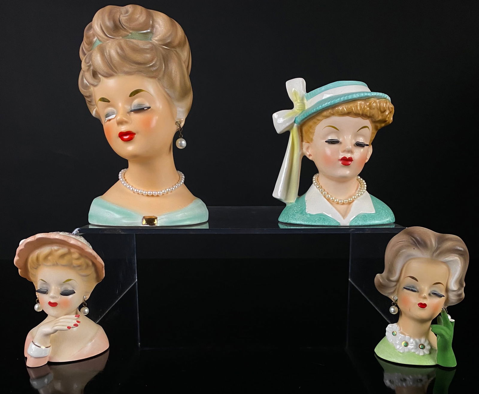 A Collection of Four Vintage Mid-Century Ceramic Lady Head Vases (1 of 14)
