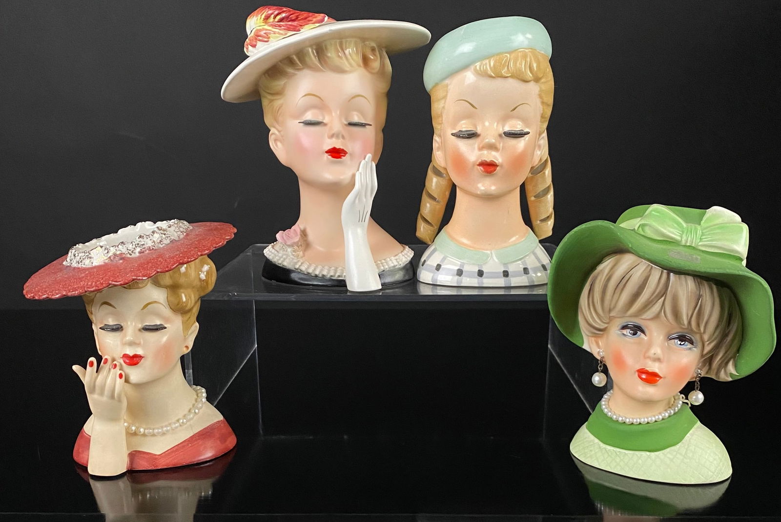 A Collection of 4 Vintage Napco Style Lady Head Vases (1 of 9)