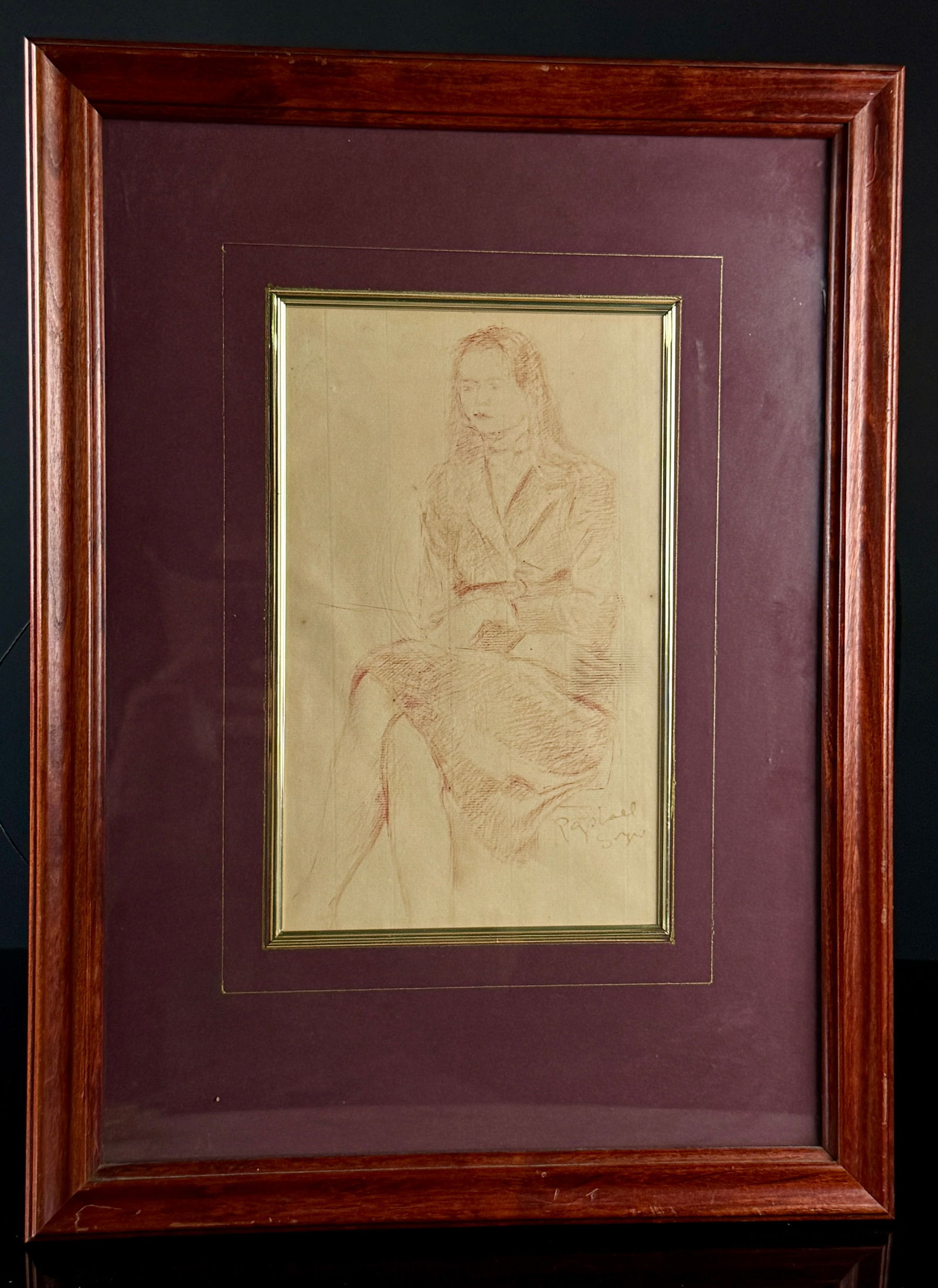 Signed Raphael Soyer (1899-1989) Sanguine Drawing, Model with Robe, 1968 (1 of 6)
