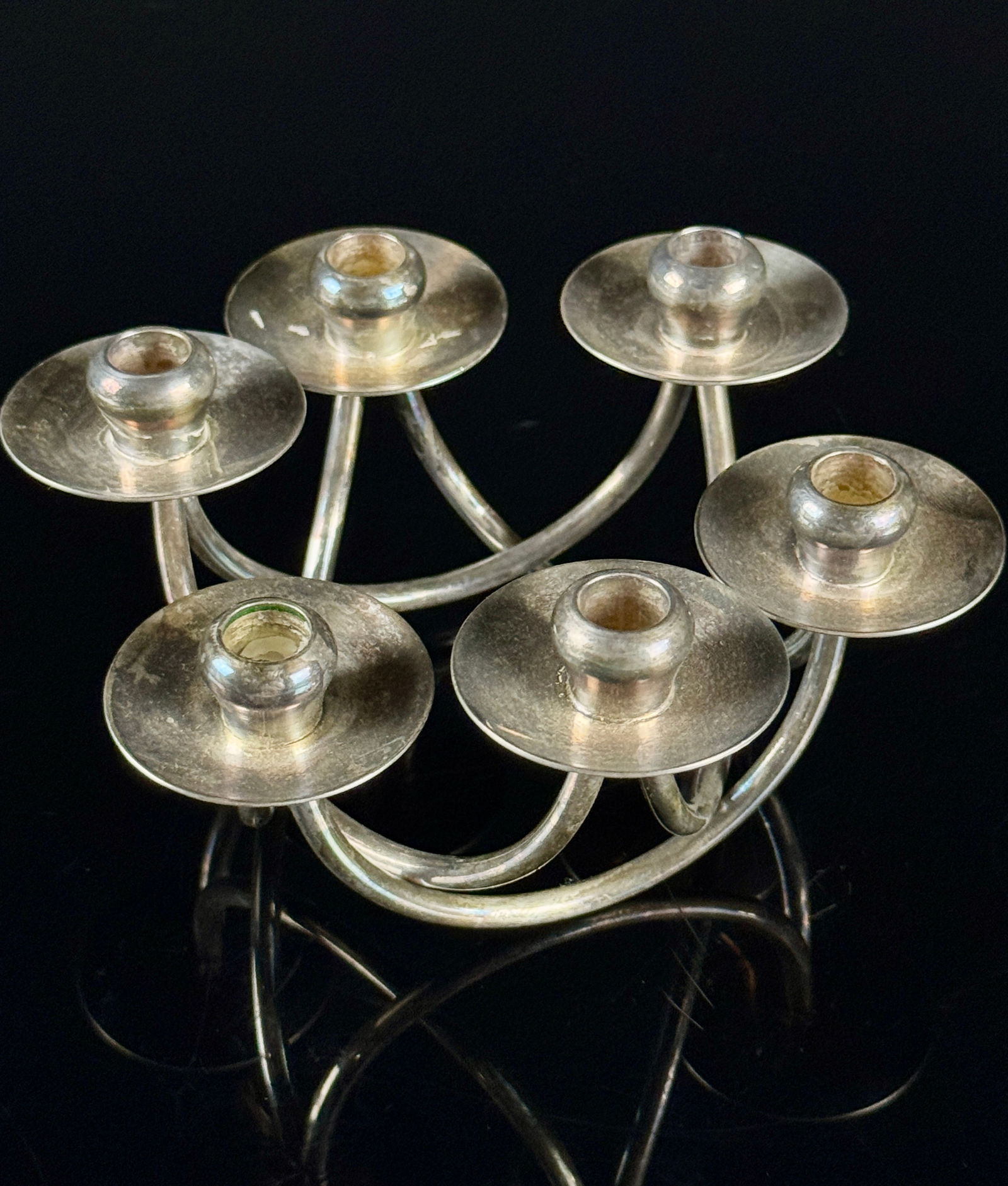 A Pair of Berg Denmark Silver Plated Mid-Century Modern Six-Light Candelabra (1 of 5)
