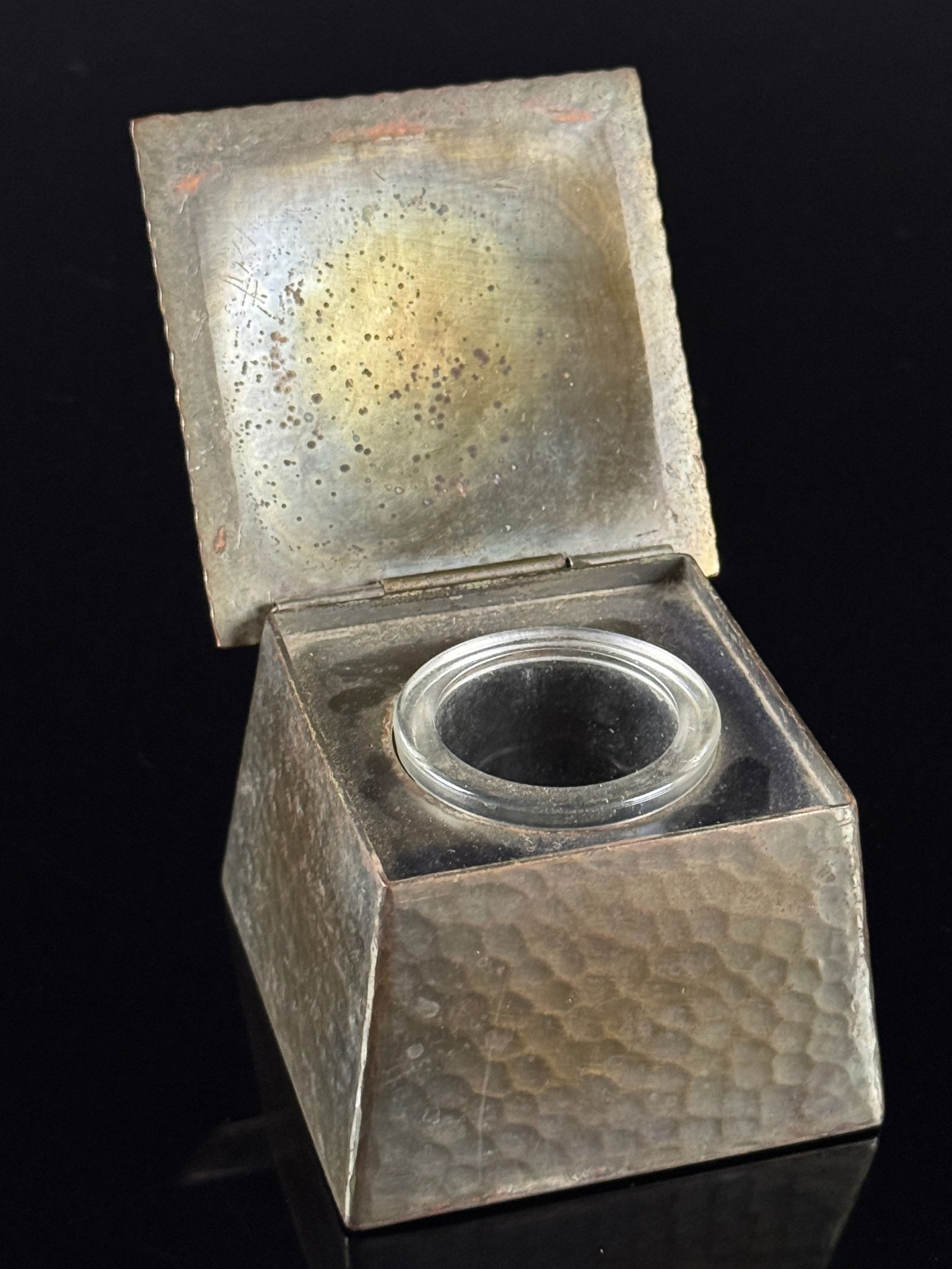 Roycroft Hand Hammered Copper Inkwell - 2