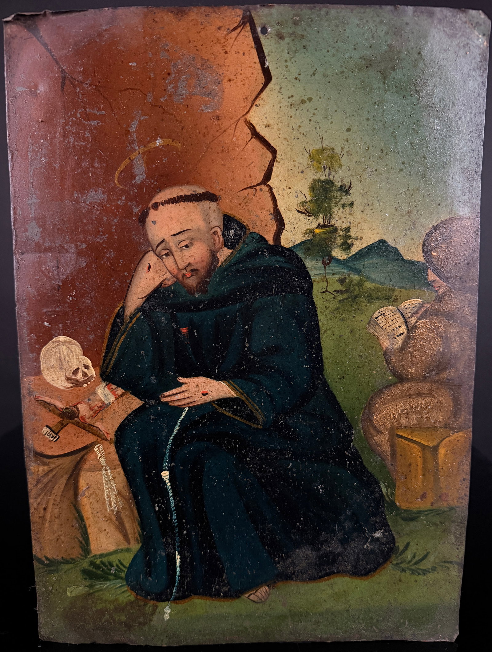 Spanish Colonial Style Folk Art Panel Depicting St. Francis of Assisi (1 of 8)