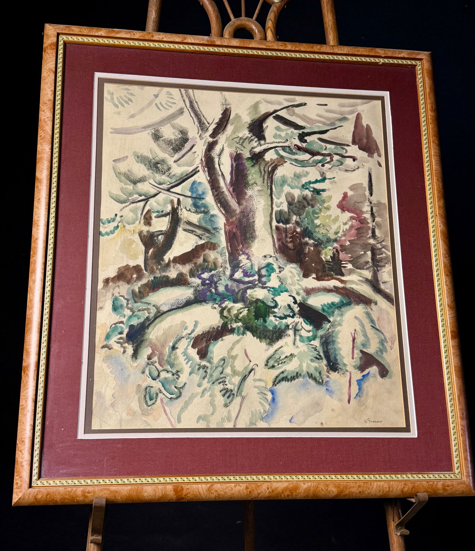 Bernard Gussow Original Watercolor Painting Tree Trunks (1 of 6)