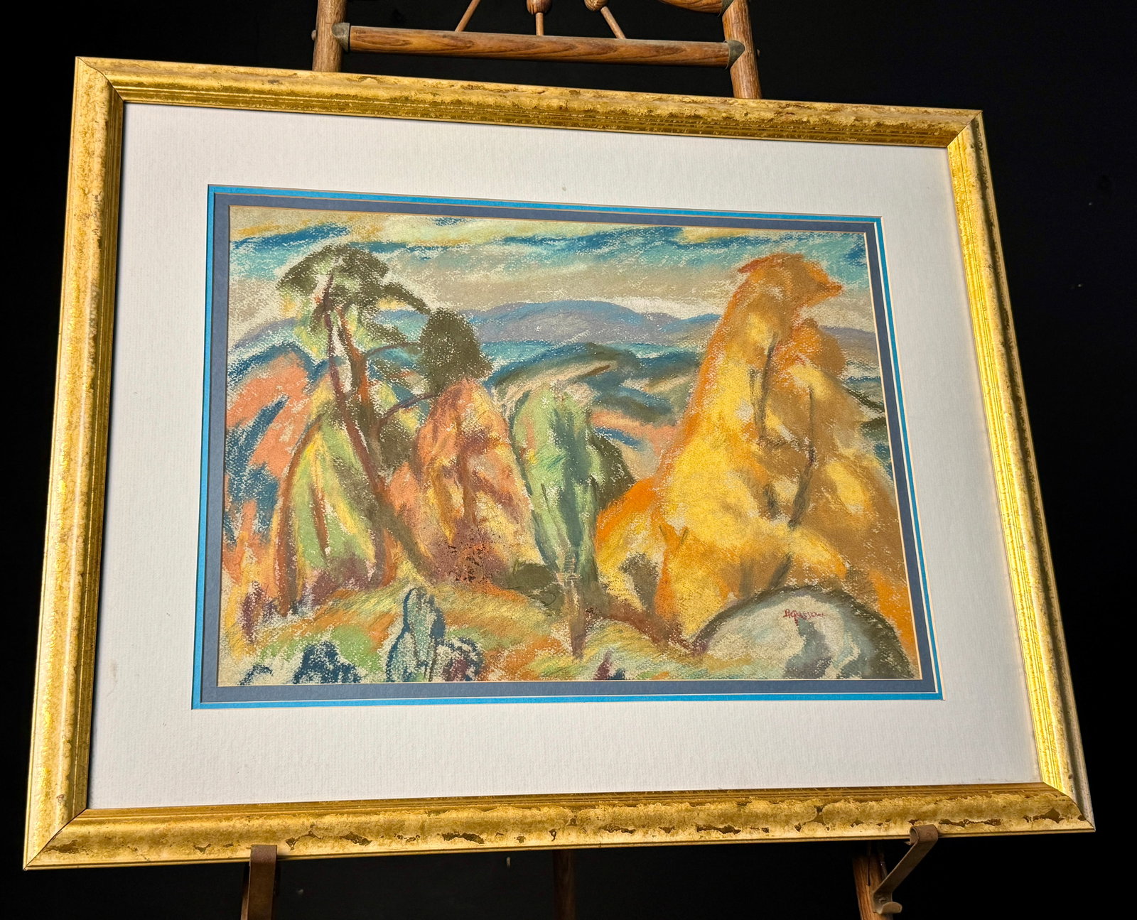 Attributed to Bernard Gussow Expressionist Landscape Pastel on Paper (1 of 5)