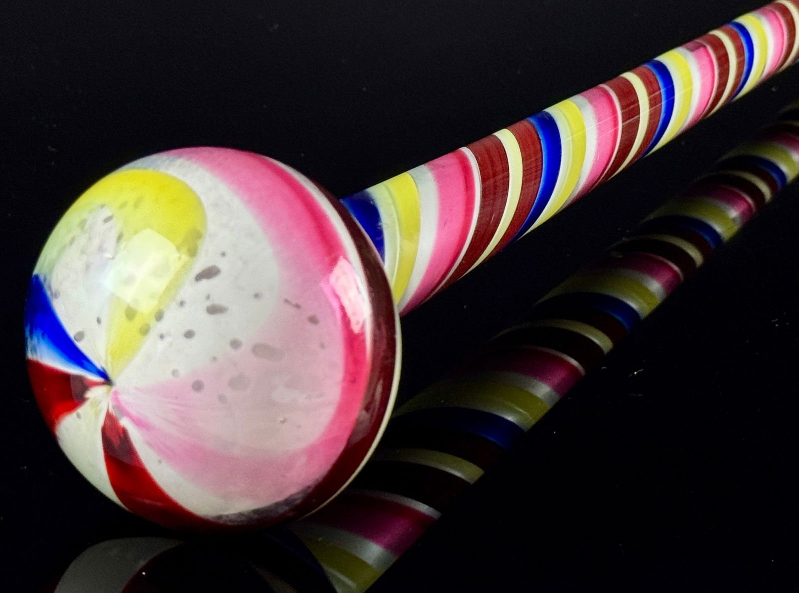 End of Day Art Glass Whimsy Parade Cane Staff with Multicolor Spiral Design (1 of 12)