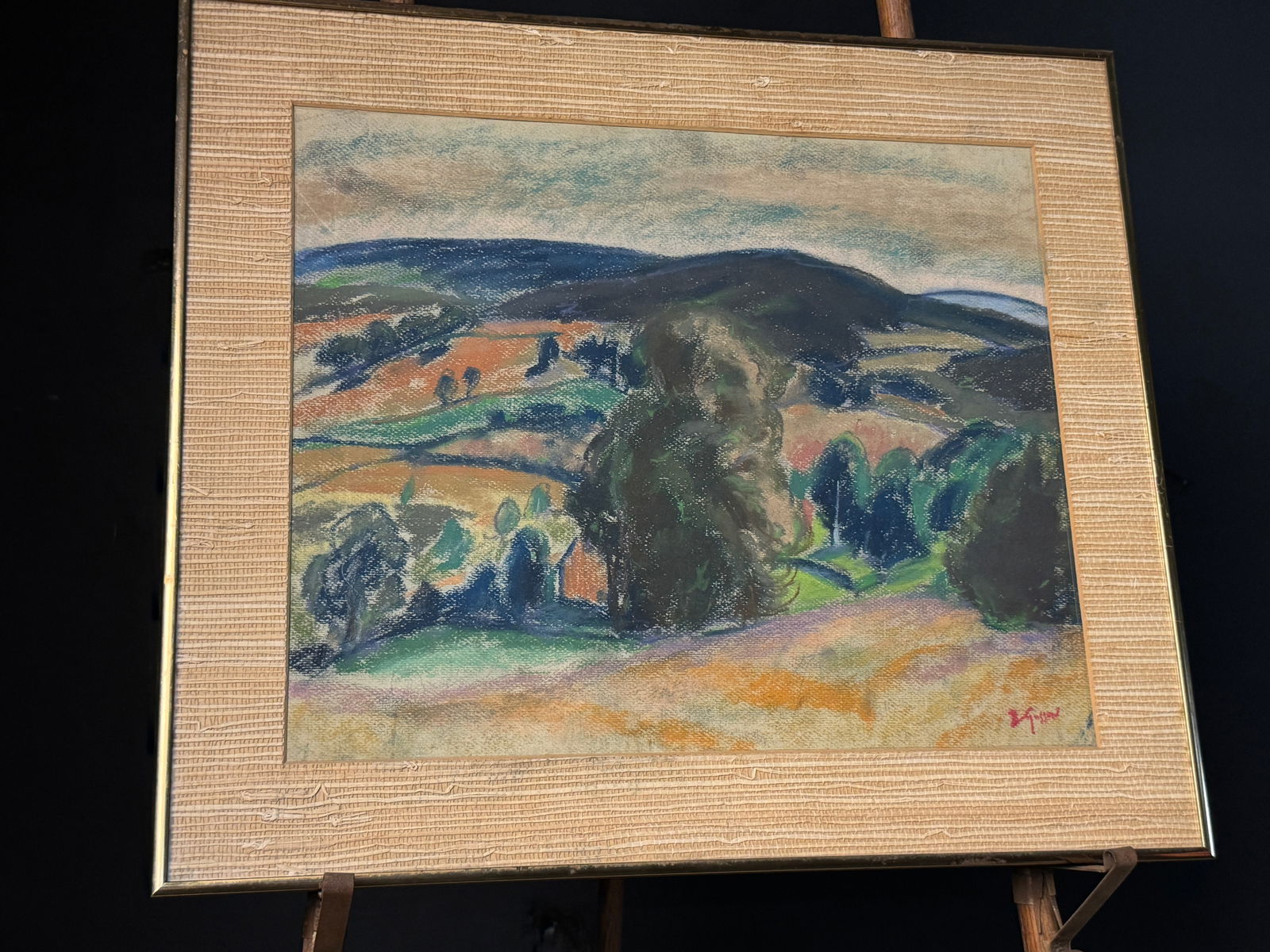 Post-Impressionist Style Framed Pastel Drawing of a Landscape (1 of 5)
