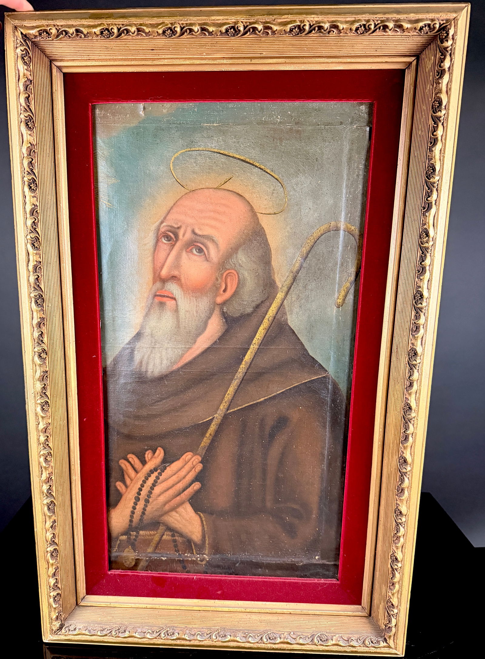 19th Century Mexican Folk Art Retablo Depicting Saint Francis on Tin (1 of 10)