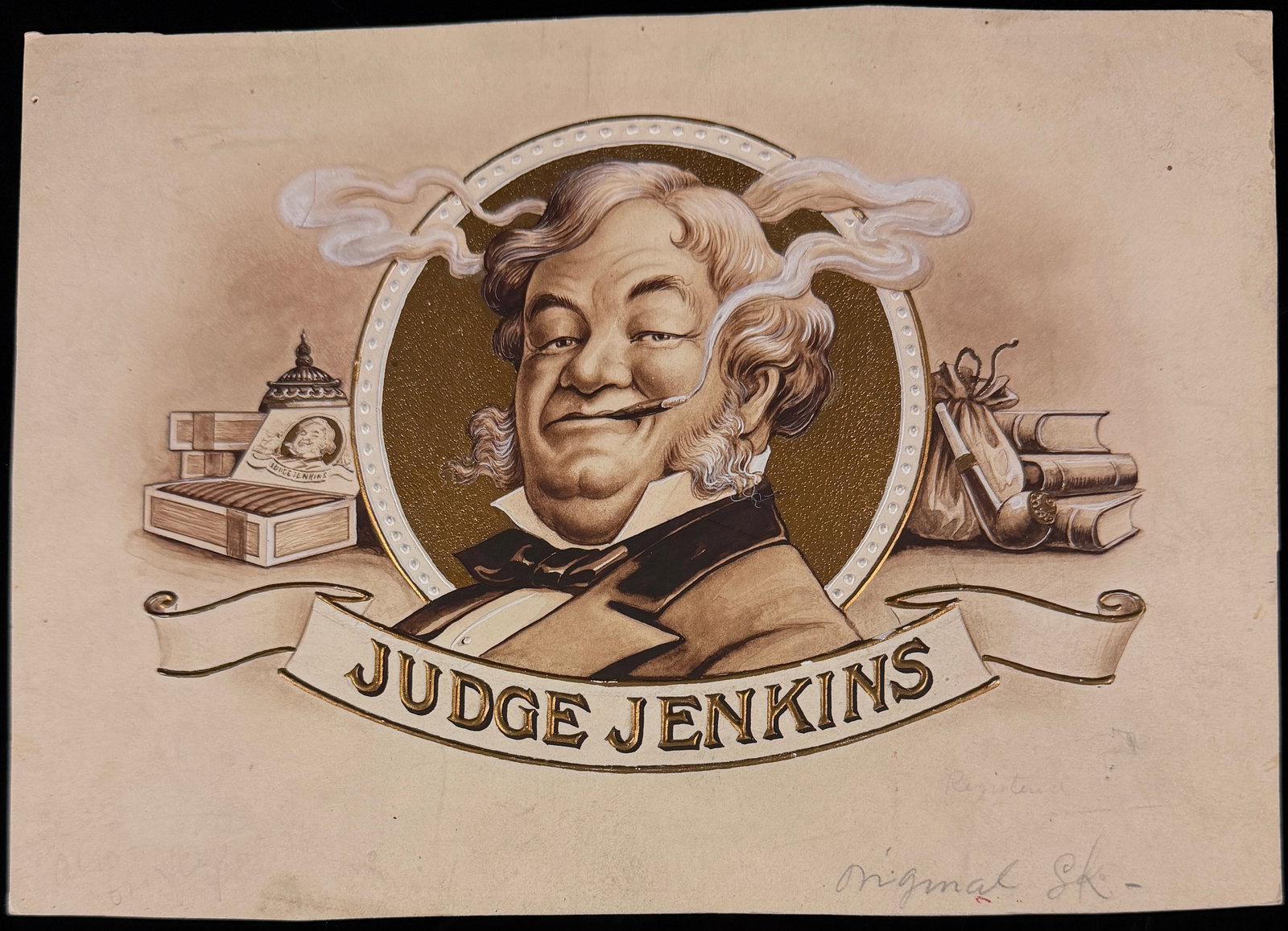 Original Preparatory Artwork for 'Judge Jenkins' Cigar Label Proof, F. M. Howell Style (1 of 13)